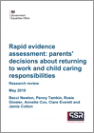 Rapid evidence assessment: patents' decisions about returning to work and child caring responsibilities