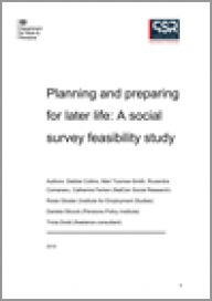Planning and preparing for later life: A social survey feasibility study