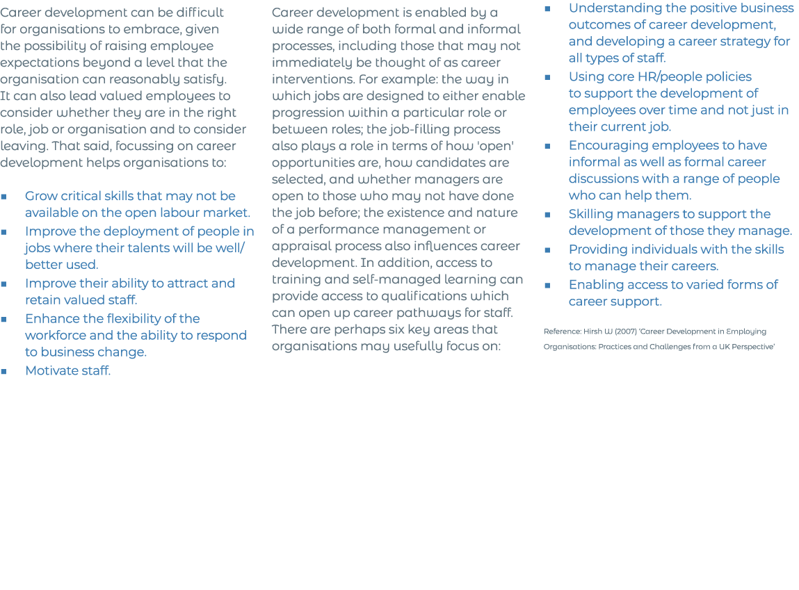 Career development can be difficult for organisations to embrace, given the possibility of raising employee expectati   