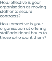 How effective is your organisation at moving staff onto secure contracts  How proactive is your organisation at offer   