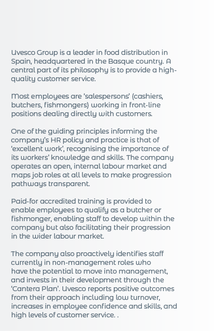  Uvesco Group is a leader in food distribution in Spain, headquartered in the Basque country  A central part of its p   