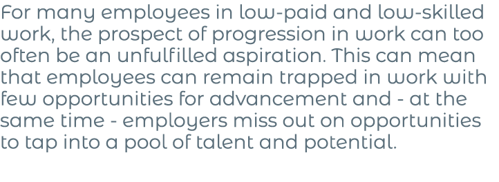For many employees in low-paid and low-skilled work, the prospect of progression in work can too often be an unfulfil   